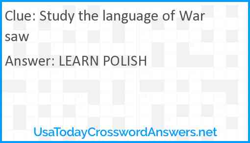 Study the language of Warsaw Answer