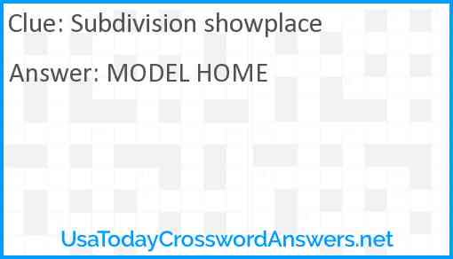 Subdivision showplace Answer