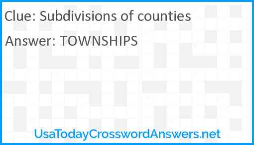 Subdivisions of counties Answer