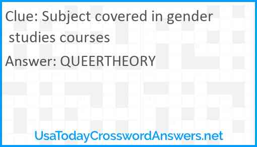 Subject covered in gender studies courses Answer