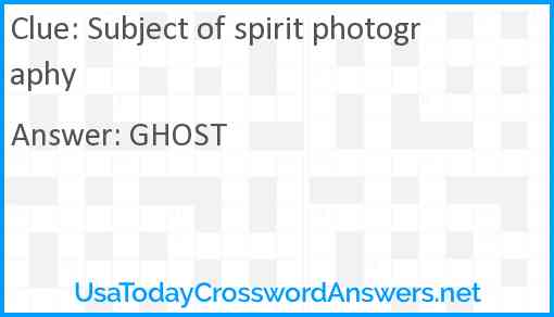 Subject of spirit photography Answer