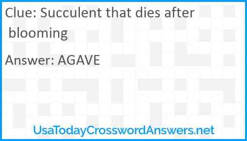 Succulent that dies after blooming Answer