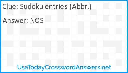 Sudoku entries (Abbr.) Answer