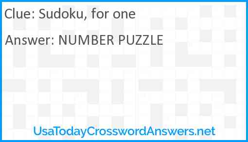 Sudoku, for one Answer