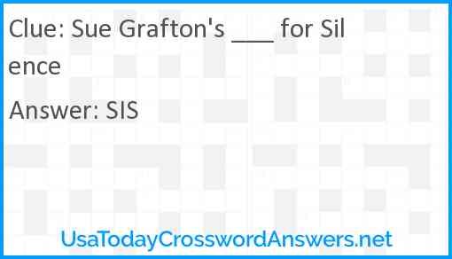 Sue Grafton's ___ for Silence Answer