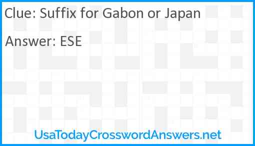 Suffix for Gabon or Japan Answer