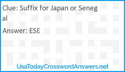 Suffix for Japan or Senegal Answer