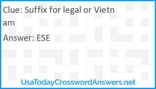 Suffix for legal or Vietnam Answer