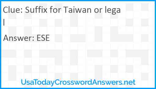 Suffix for Taiwan or legal Answer