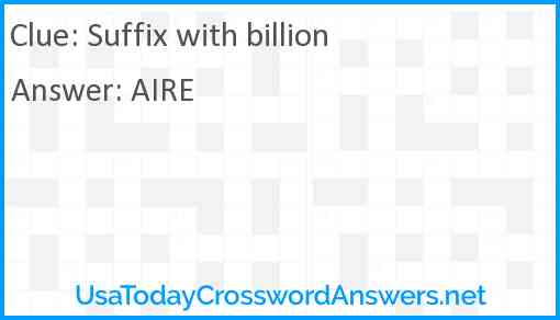 Suffix with billion Answer
