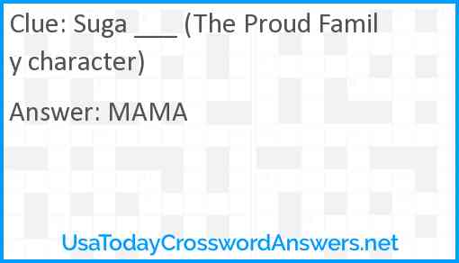 Suga ___ (The Proud Family character) Answer