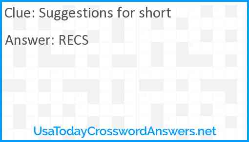 Suggestions for short crossword clue UsaTodayCrosswordAnswers net