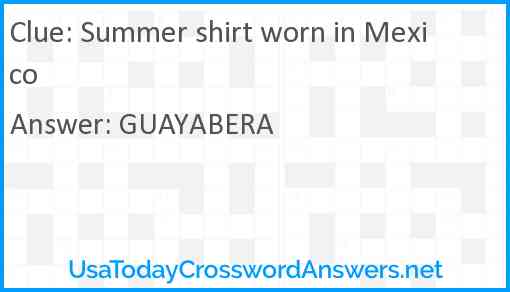 Summer shirt worn in Mexico Answer