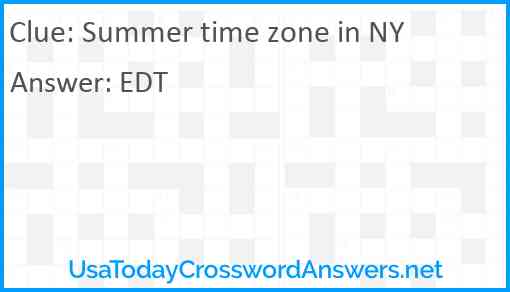 Summer time zone in NY Answer