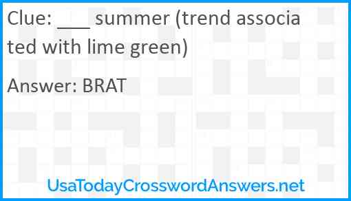 ___ summer (trend associated with lime green) Answer