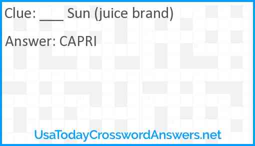 ___ Sun (juice brand) Answer