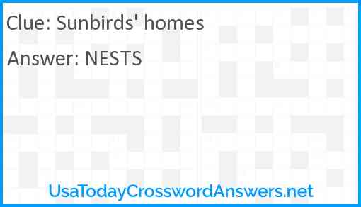 Sunbirds' homes Answer