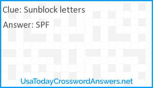 Sunblock letters Answer
