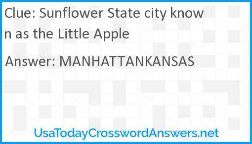 Sunflower State city known as the Little Apple Answer