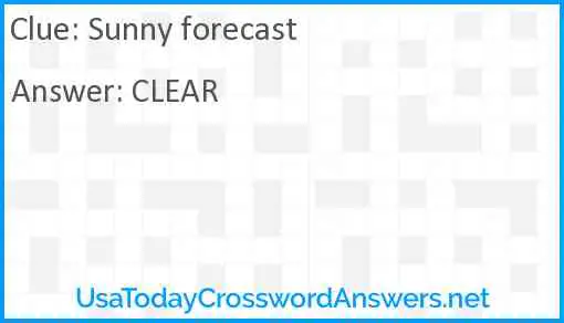 Sunny forecast Answer