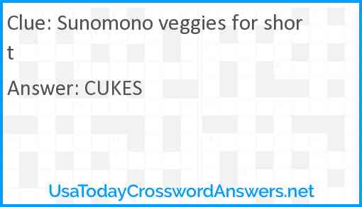 Sunomono veggies for short Answer