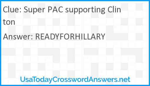 Super PAC supporting Clinton Answer