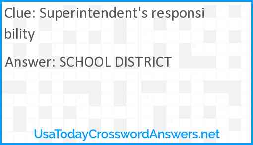Superintendent's responsibility Answer