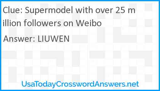 Supermodel with over 25 million followers on Weibo Answer