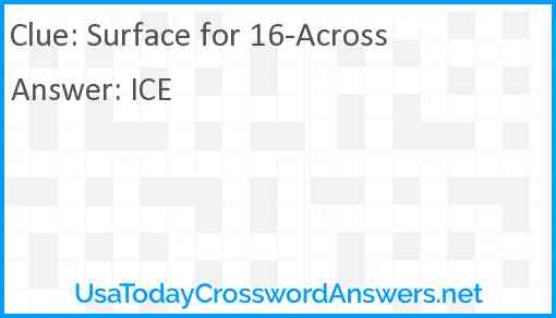 Surface for 16-Across Answer