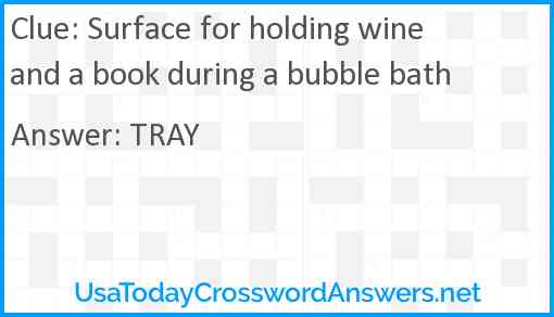 Surface for holding wine and a book during a bubble bath Answer