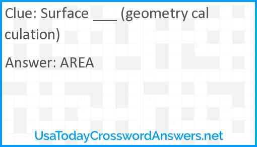 Surface ___ (geometry calculation) Answer