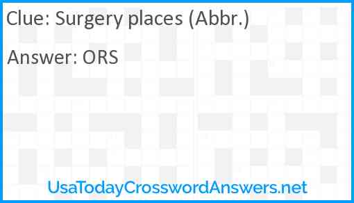 Surgery places (Abbr.) Answer