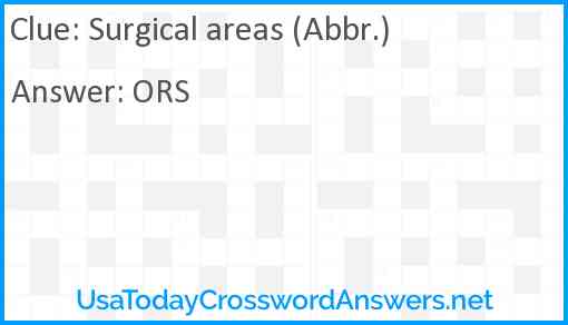 Surgical areas (Abbr.) Answer
