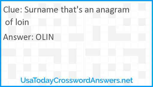 Surname that's an anagram of loin Answer