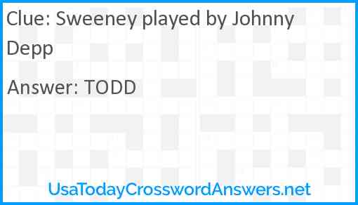 Sweeney played by Johnny Depp Answer