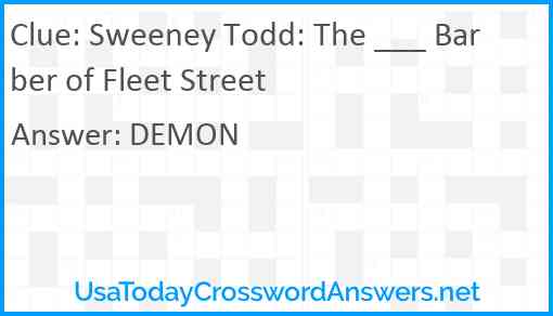 Sweeney Todd: The ___ Barber of Fleet Street Answer