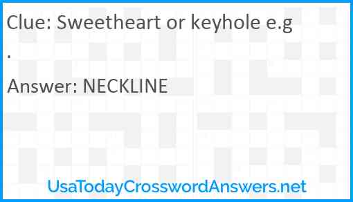 Sweetheart or keyhole e.g. Answer