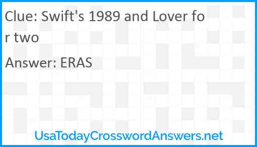 Swift's 1989 and Lover for two Answer
