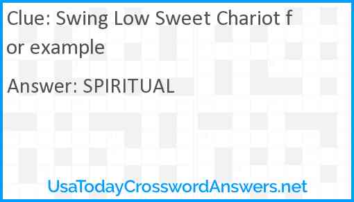Swing Low Sweet Chariot for example Answer