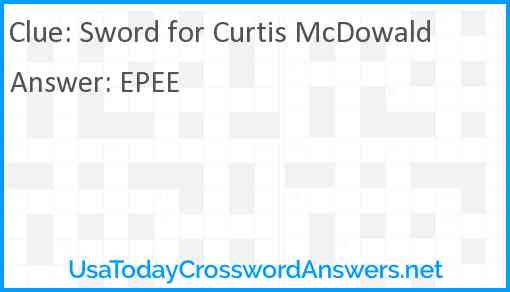 Sword for Curtis McDowald Answer