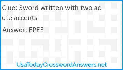 Sword written with two acute accents Answer