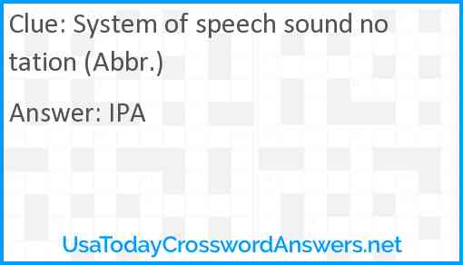 System of speech sound notation (Abbr.) Answer
