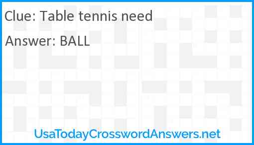 Table tennis need Answer