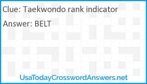 Taekwondo rank indicator Answer