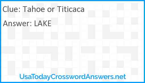 Tahoe or Titicaca Answer