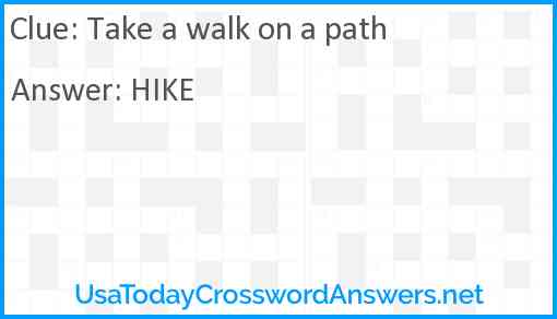 Take a walk on a path Answer