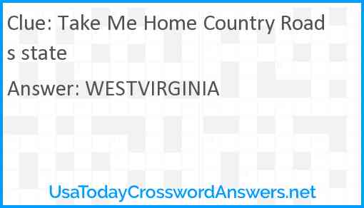 Take Me Home Country Roads state Answer