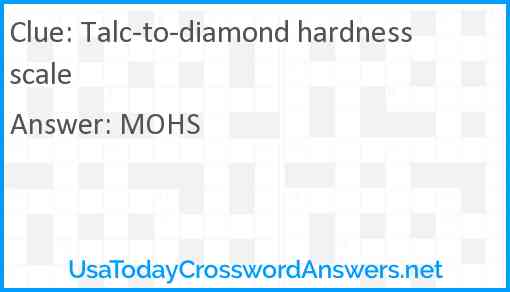 Talc-to-diamond hardness scale Answer