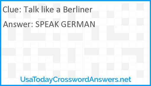 Talk like a Berliner Answer