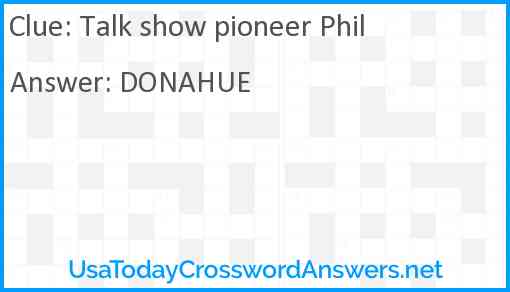 Talk show pioneer Phil Answer